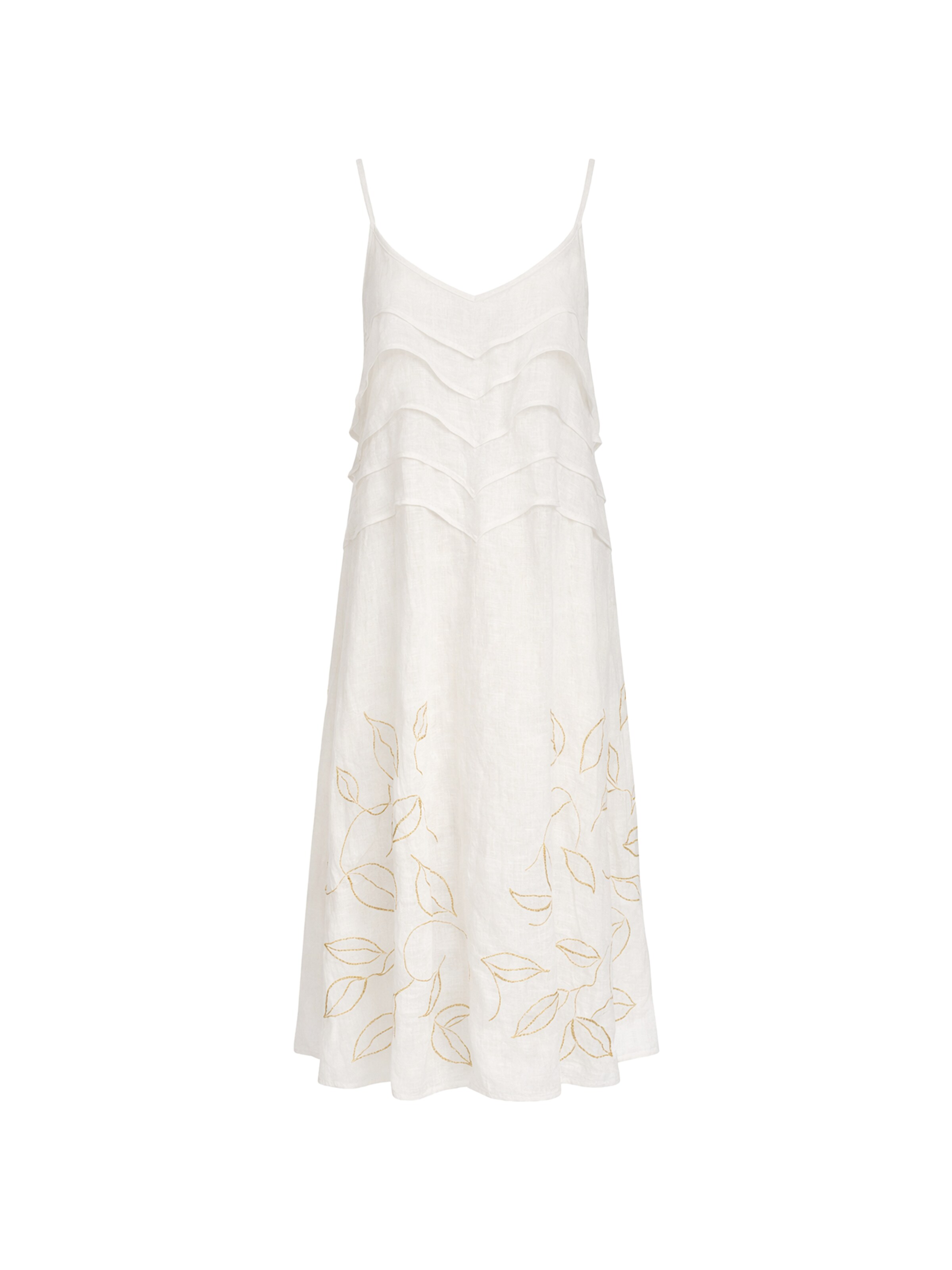 Haris Cotton Jurk in Beige: voorkant