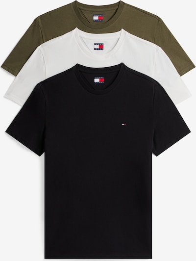 Marškinėliai iš Tommy Jeans, spalva – alyvuogių spalva / juoda / balta, Prekių apžvalga