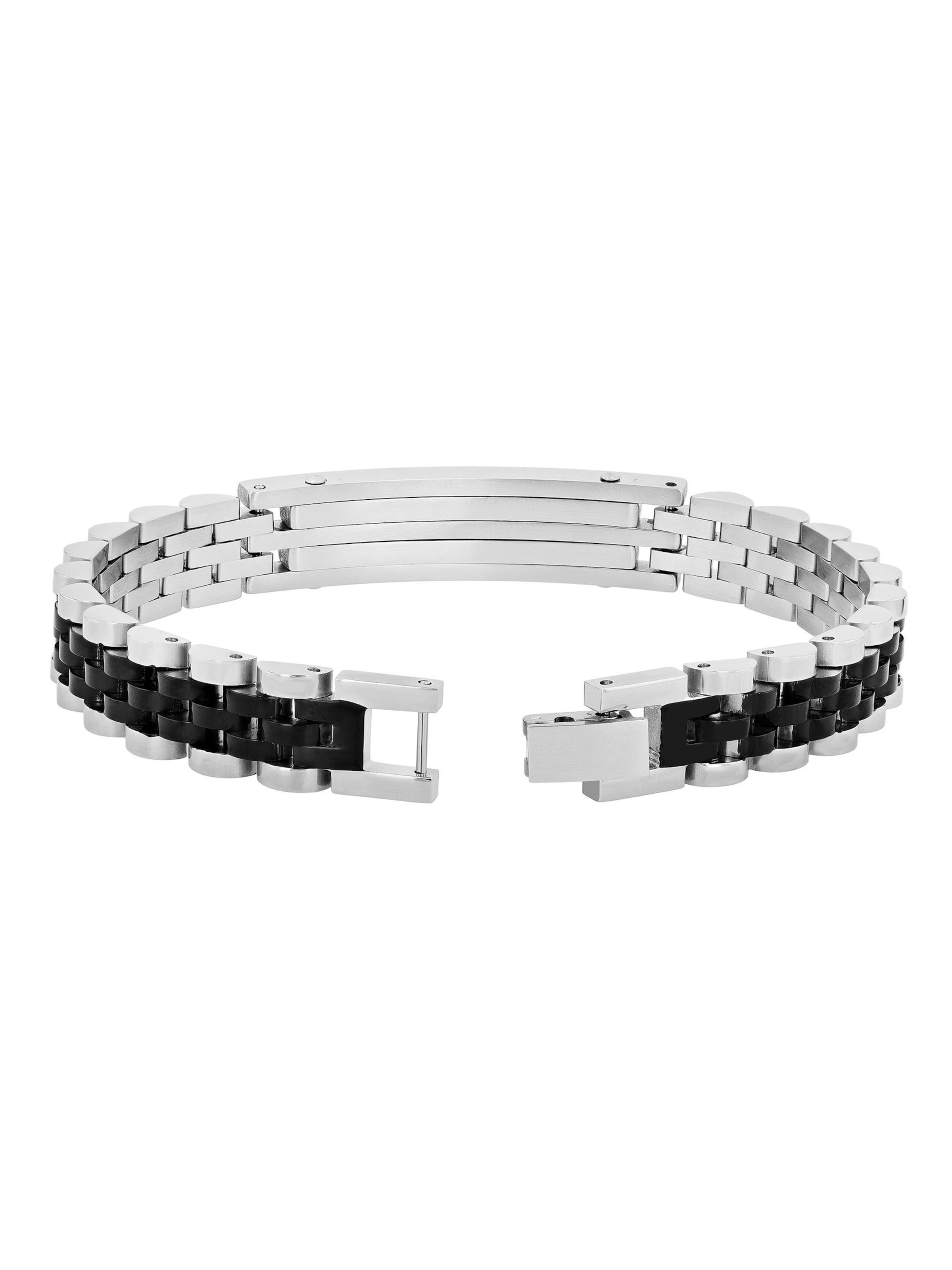 Akzent Armband 'Matej, silberfarbig, langlebig'‌‌‌‌‌ in Schwarz