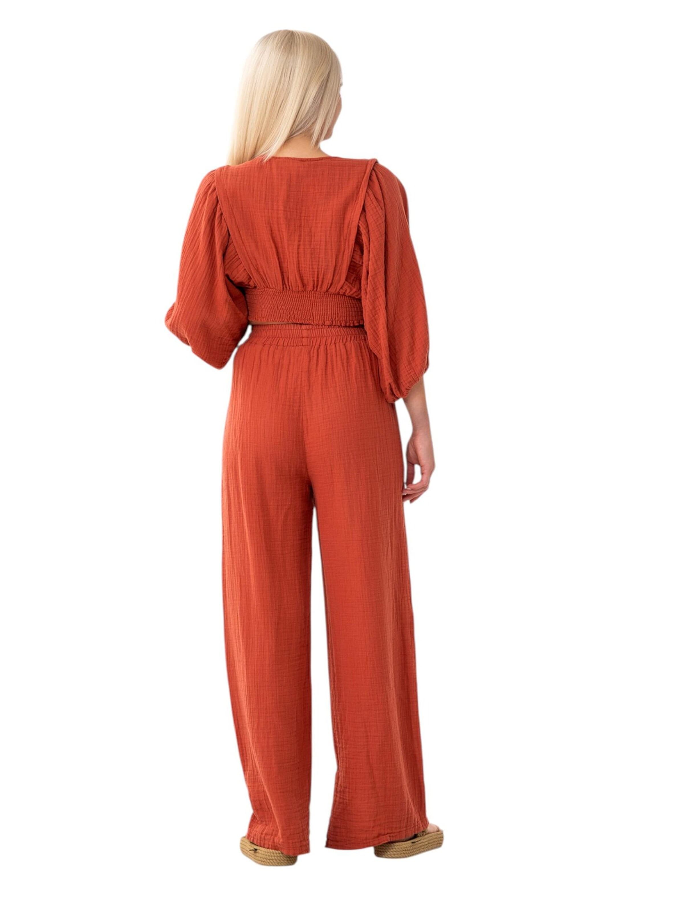 WENOR - Traje para estar en casa 'FLOWSET' en rojo