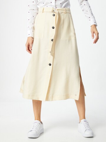 TOMMY HILFIGER Skirt 'TOMMY HILFIGER X ABOUT YOU BUTTONED MIDI SKIRT' in Beige: front