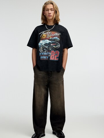Tricou 'CAMISETA' de la Pull&Bear pe negru