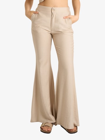 évasé Pantalon HAVE ONE en beige : devant