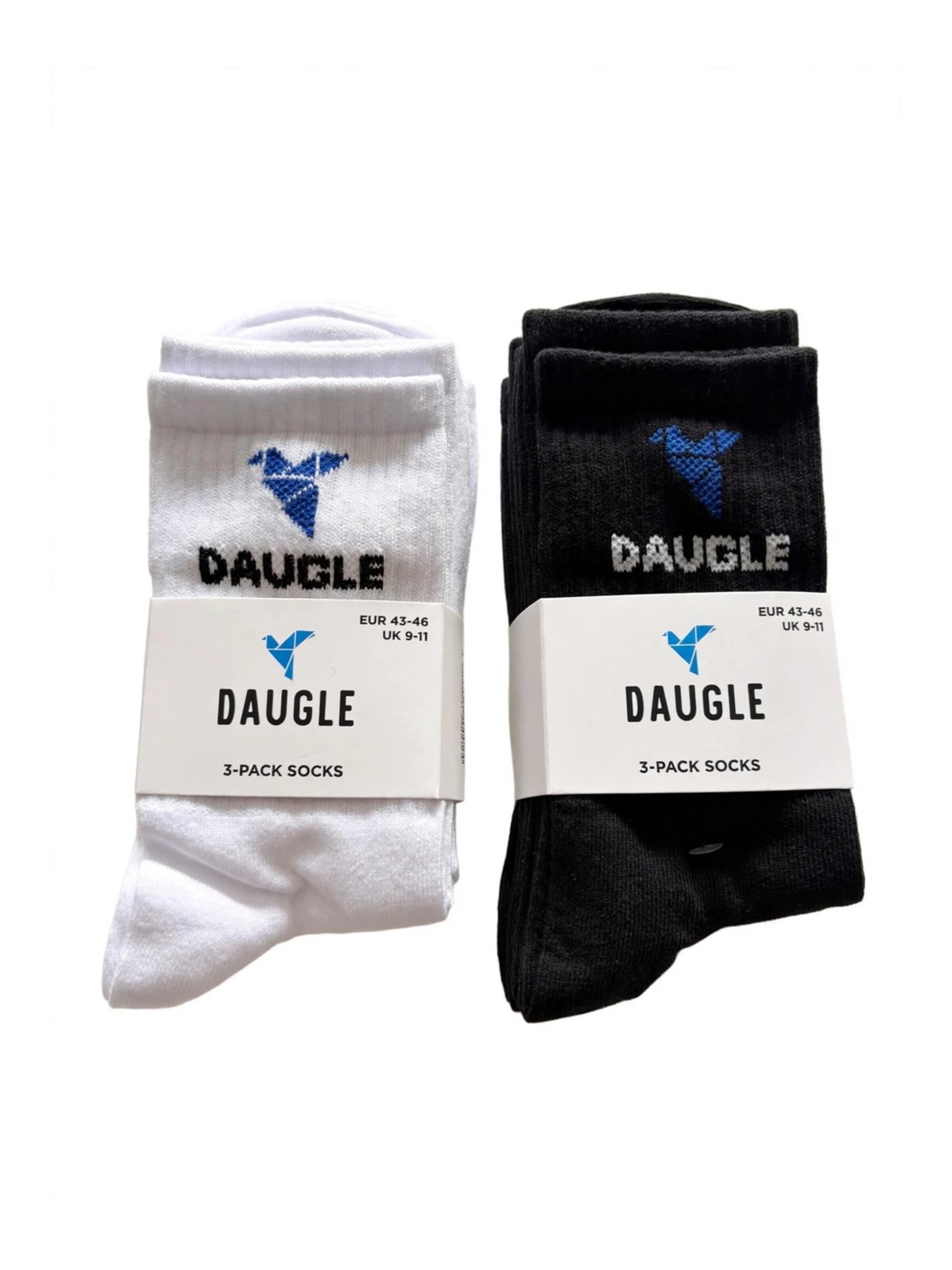 DAUGLE Sports socks 'Daugle Sport Socks (Black, White) Blue Logo' in Black