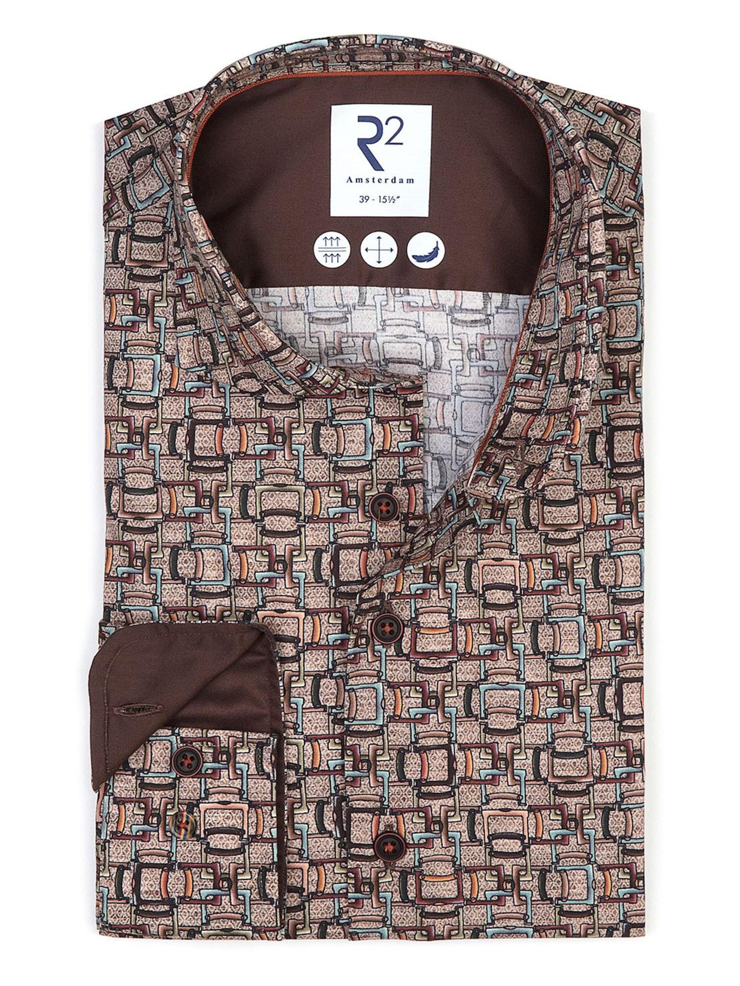 R2 Amsterdam Regular fit Button Up Shirt in Brown: front