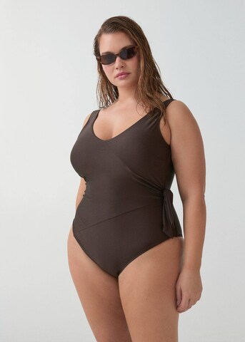 MANGO Triangle Swimsuit 'Olasp' in Brown: front