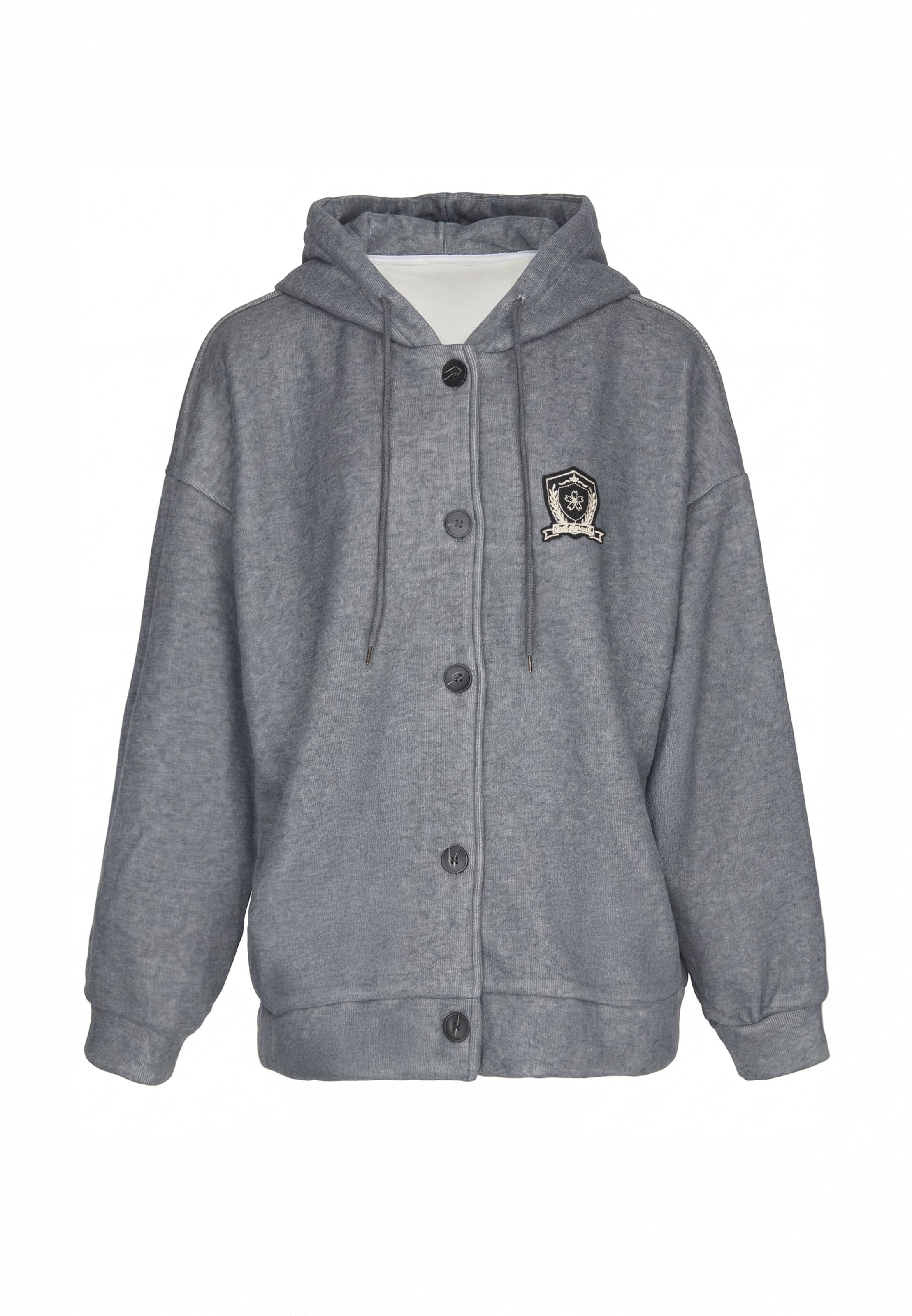 MYMO - Sudadera con cremallera 'VARSITY ' en gris: frente