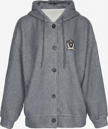MYMO - Sudadera con cremallera 'VARSITY ' en gris: frente
