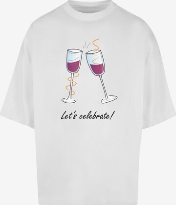 Merchcode Shirt 'Lets Celebrate' in White: front