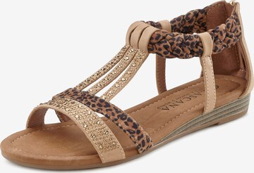 LASCANA Sandalen met riem in Bruin: voorkant