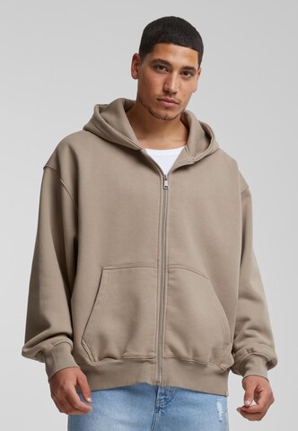 DEF Zip-Up Hoodie in Brown