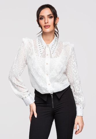 Ombre Blouse in Wit: voorkant