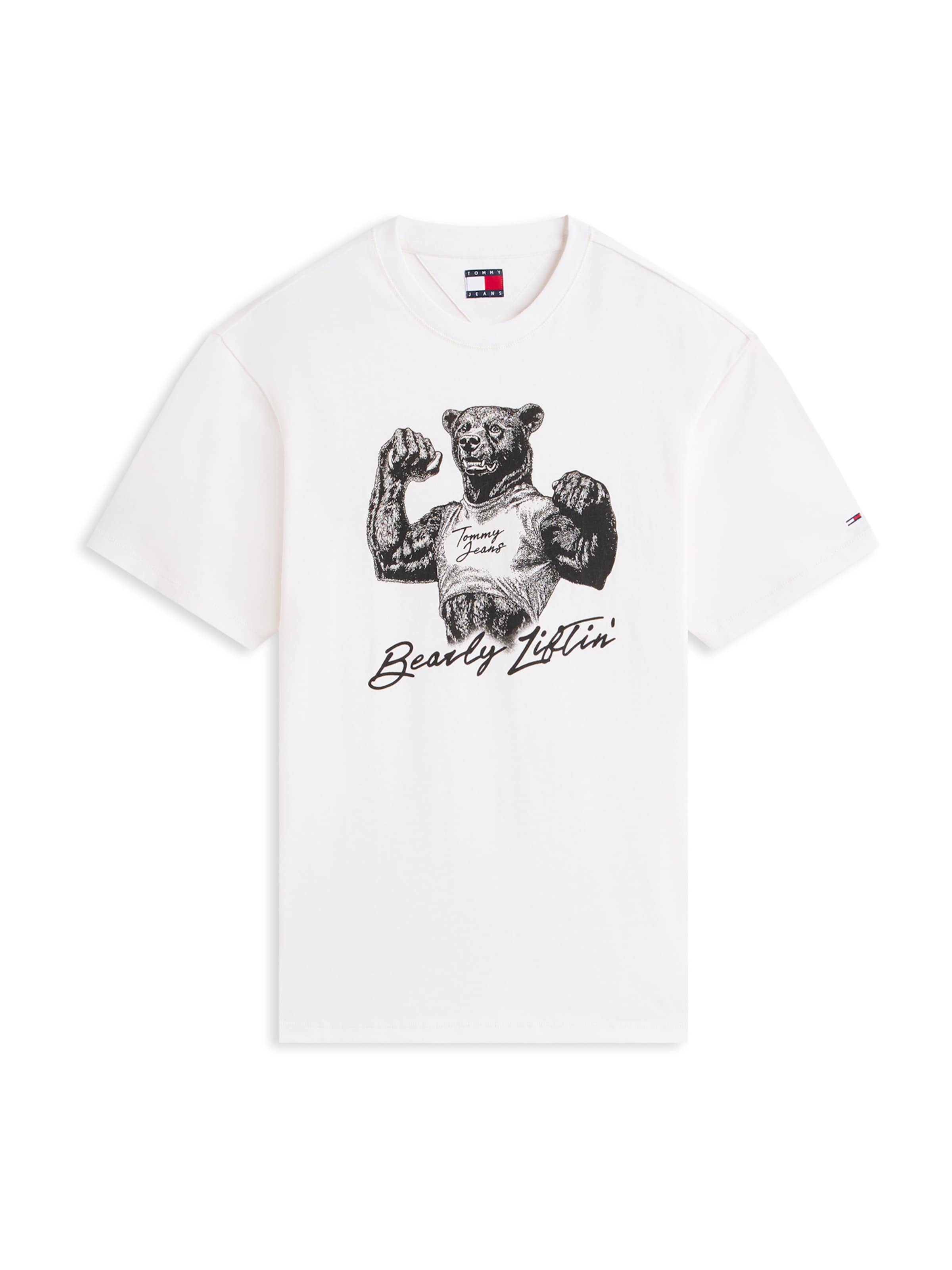 Tommy Jeans - Camisa 'BEAR' em branco: frente