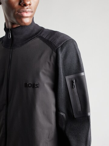 BOSS Gebreid vest 'Zhino' in Zwart