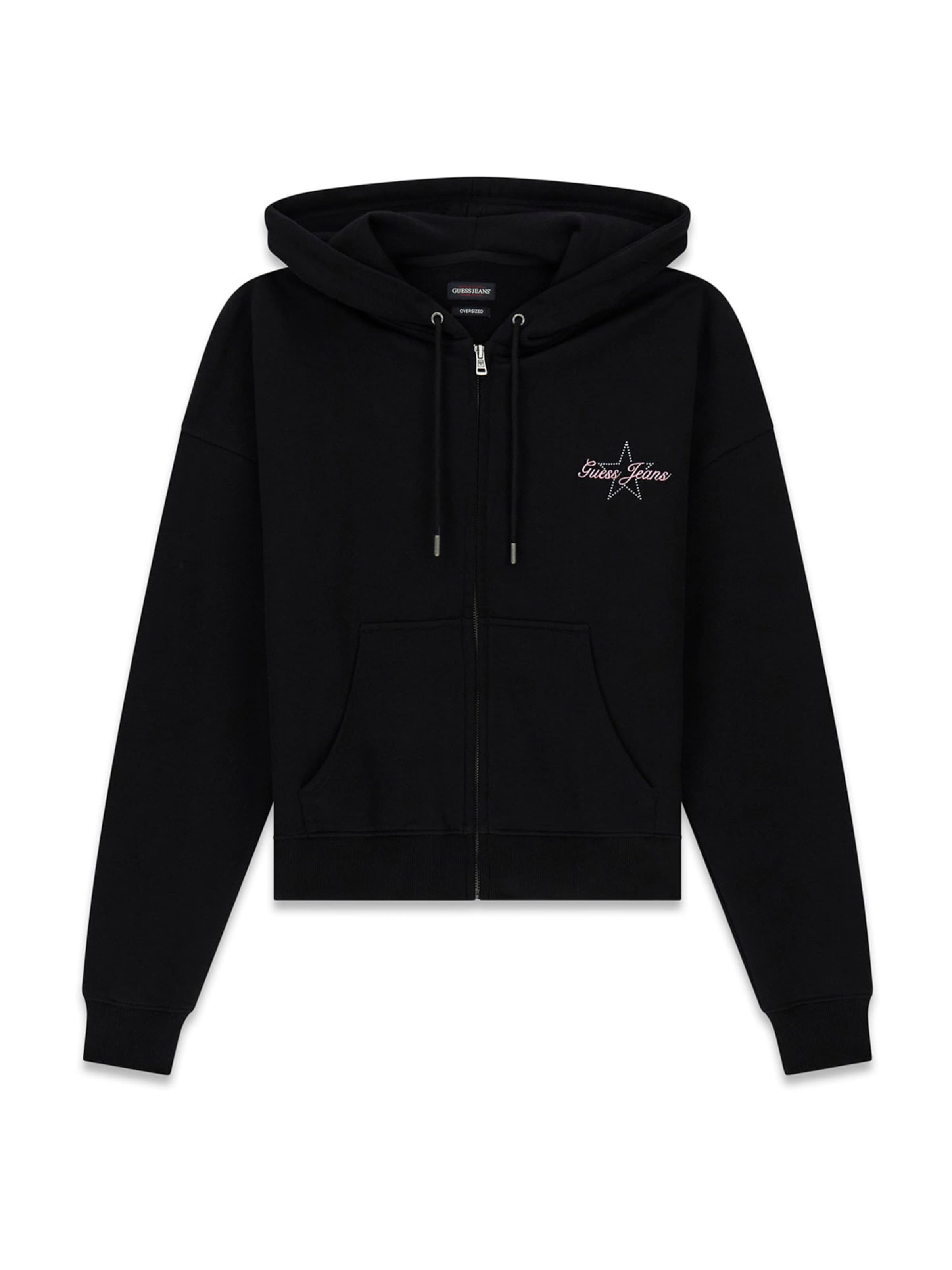 GUESS JEANS Суичъри с качулка в черно: отпред