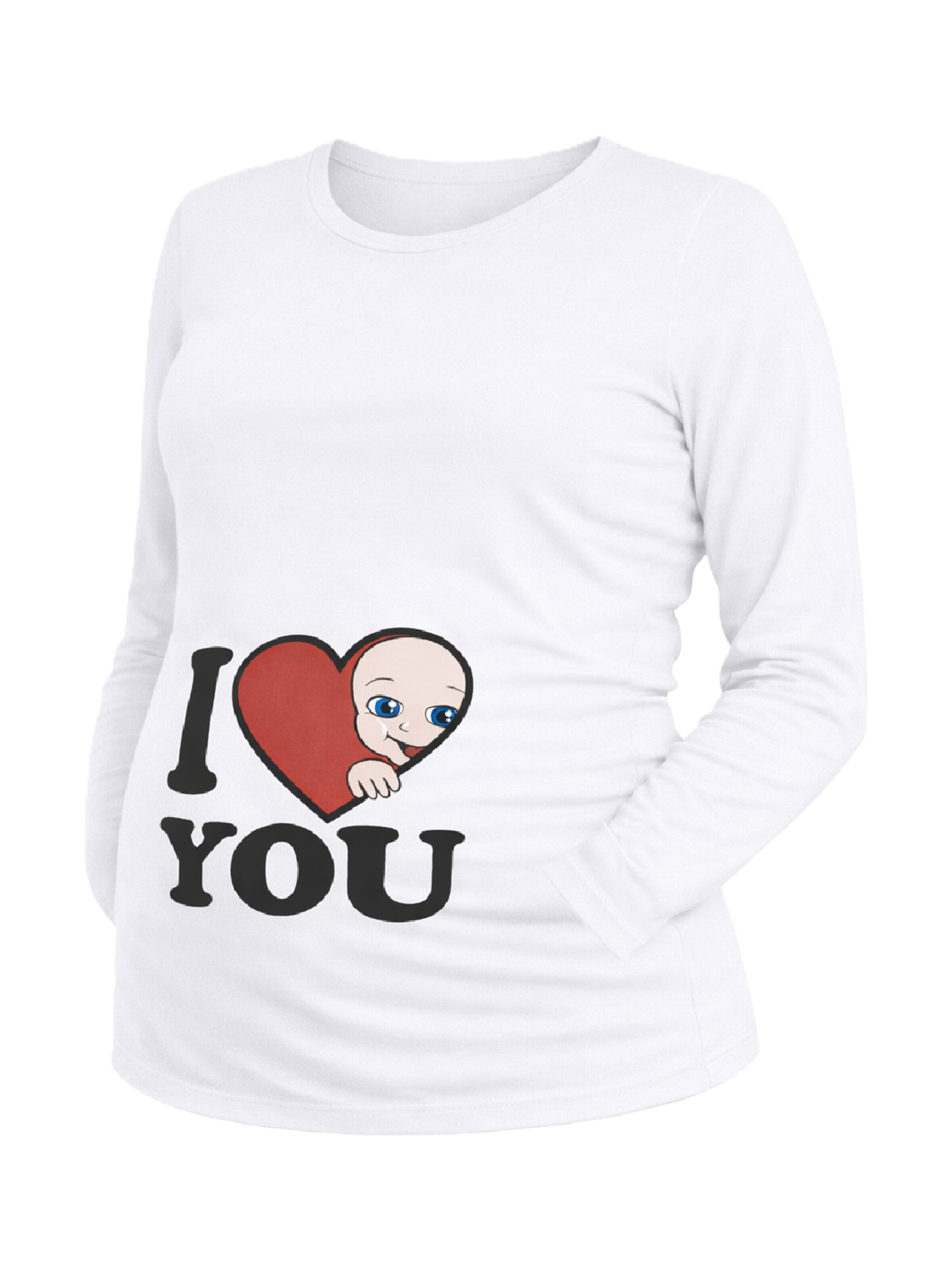 M.M.C. Shirt 'I Love You Umstandslangarmshirt' in White: front