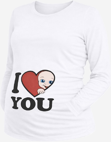 M.M.C. Shirt 'I Love You Umstandslangarmshirt' in White: front