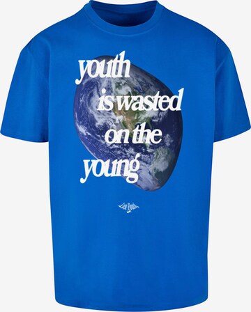 Lost Youth Shirt 'World' in Blue: front