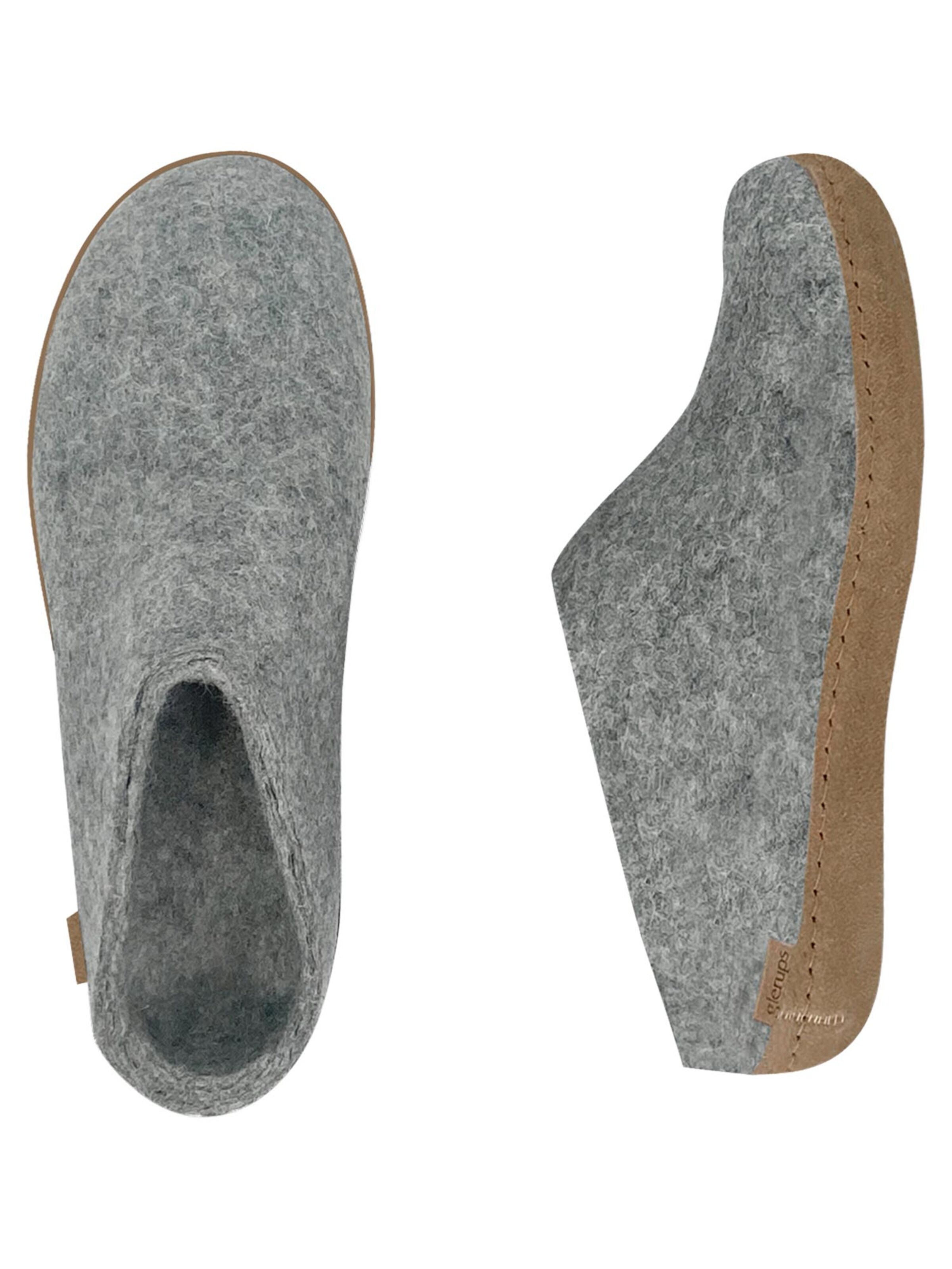 Glerups Slipper 'Ledersohle' in Grey