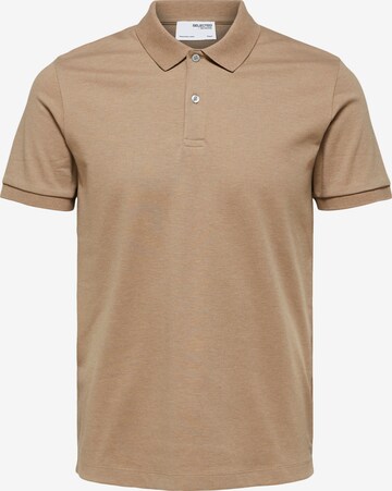 SELECTED HOMME Poloshirt 'Paris' in Braun: front