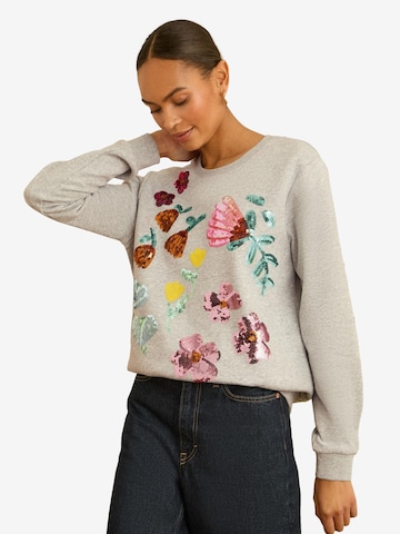 Felpa di love & roses in grigio: frontale