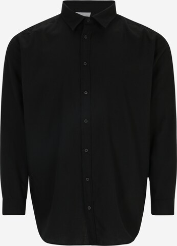 Jack & Jones Plus Button Up Shirt 'CHASER JOSHUA' in Black: front