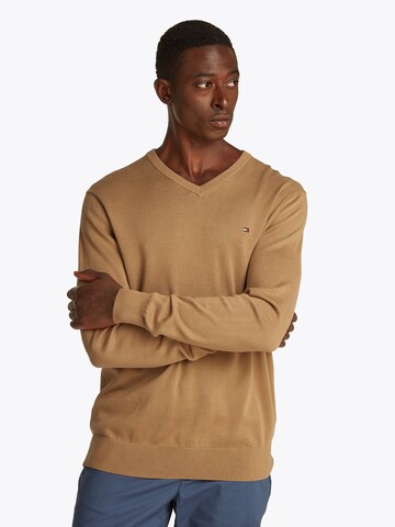TOMMY HILFIGER Pullover 'ESSENTIAL' in Braun: Vorderseite