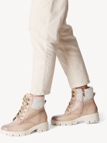 TAMARIS Lace-Up Ankle Boots in Beige: front