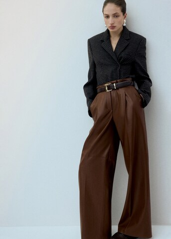MANGO Wide leg Pants 'Riga' in Brown