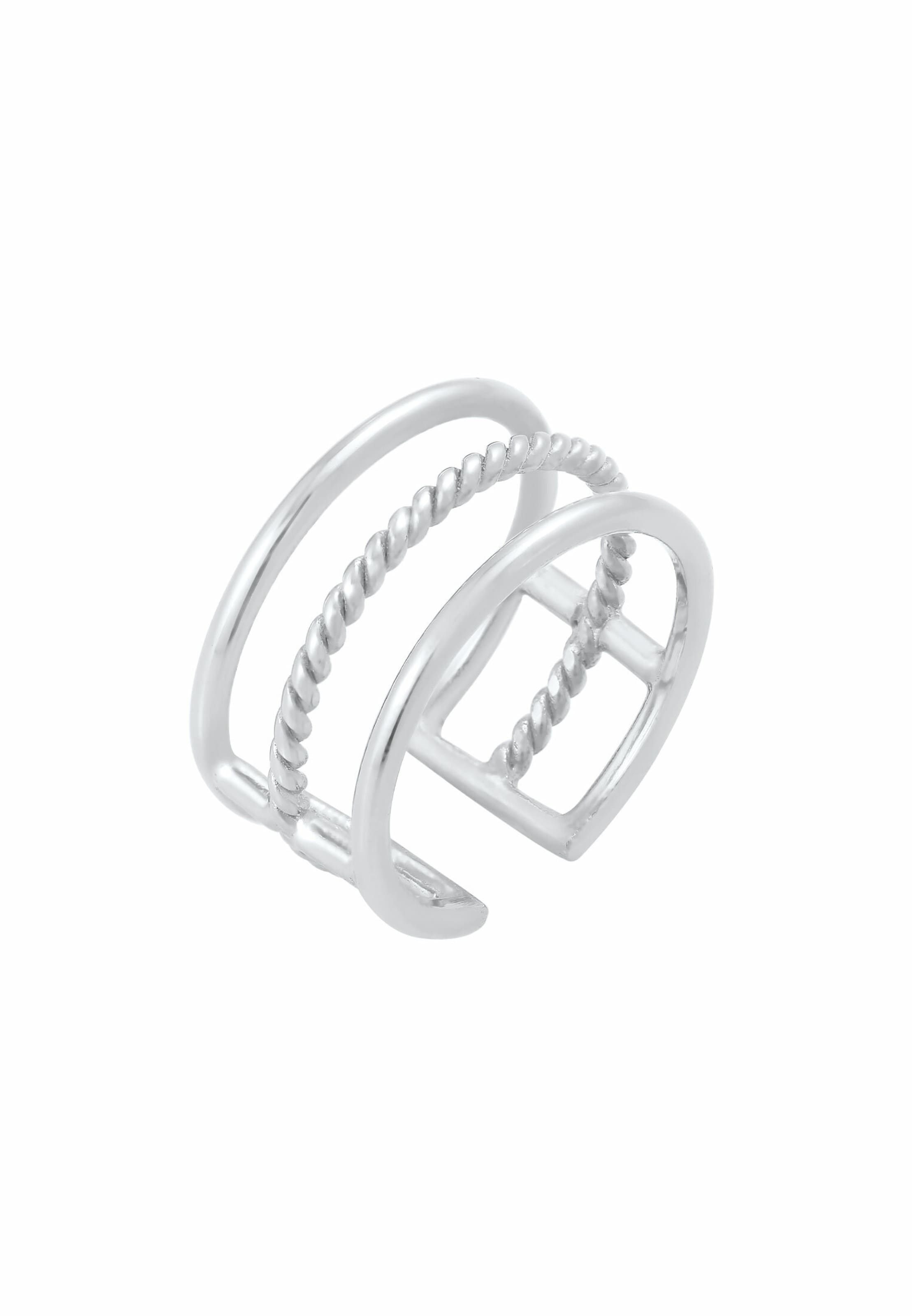 ELLI Ring Geo, Wickelring in Silber: Vorderseite
