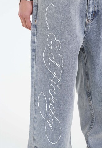 Ed Hardy Loosefit Jeans 'Crystal Roar' in Blauw