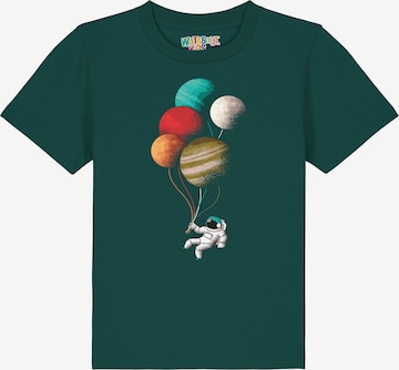 Maglietta 'Balloon Spaceman' di watabout.kids in verde: frontale
