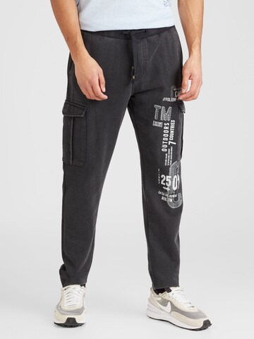 CAMP DAVID Tapered Trousers in Black: front