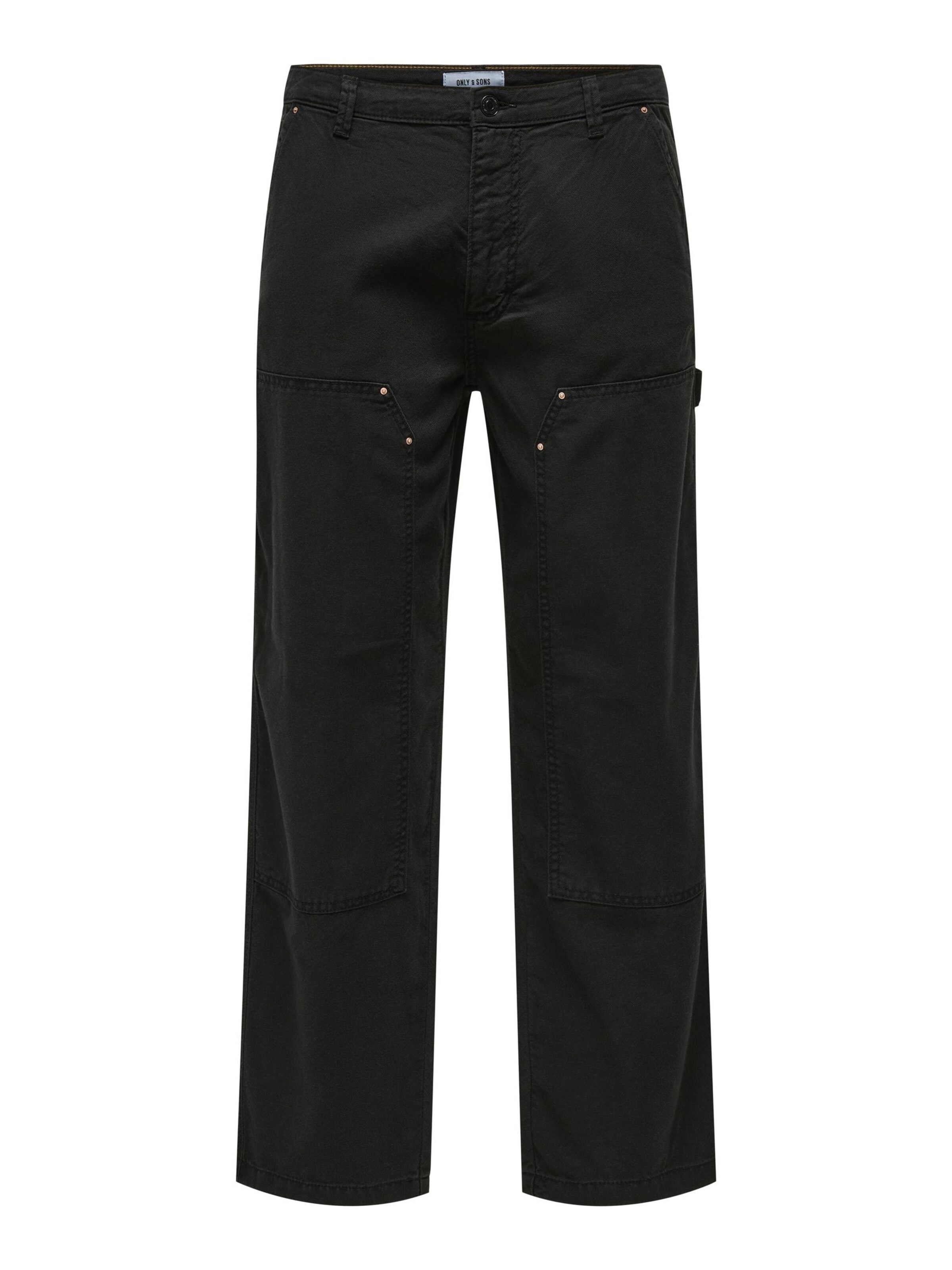Only & Sons Regular Trousers with creases 'ONSFade' in Black: front