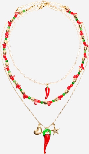 Bershka Řetízek - zlatá / zelená / červená, Produkt