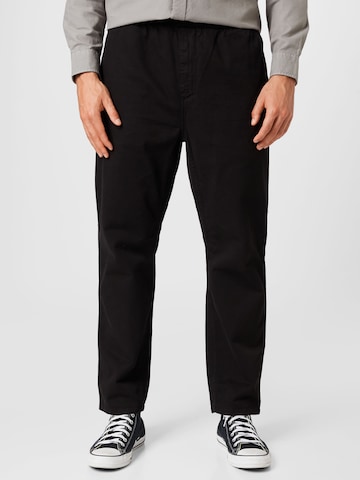 Carhartt WIP Loosefit Broek 'Flint' in Zwart: voorkant