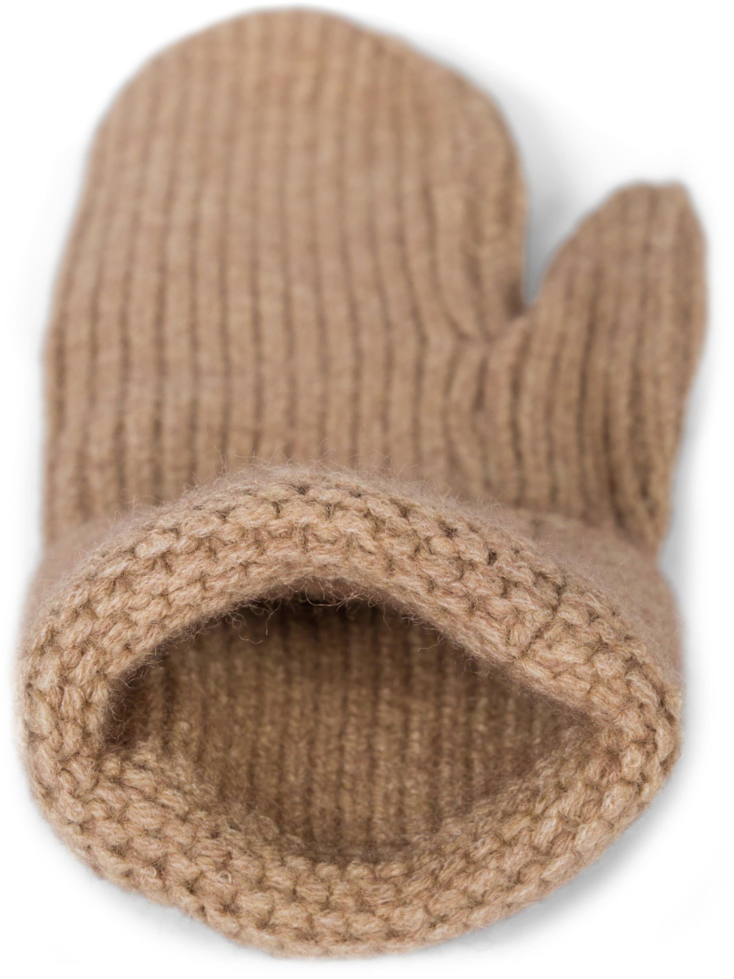 styleBREAKER Fingerhandschuhe 'Strick Fäustlinge mit gemustertem Bund'‌‌ in Braun