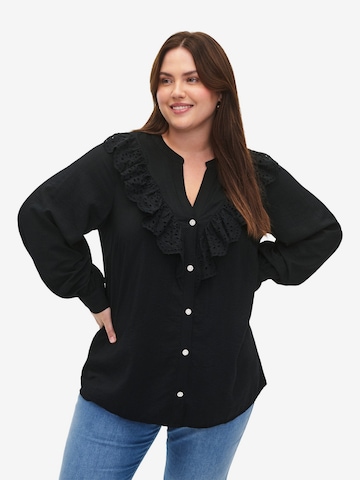 Zizzi Blouse 'CLARA' in Zwart: voorkant