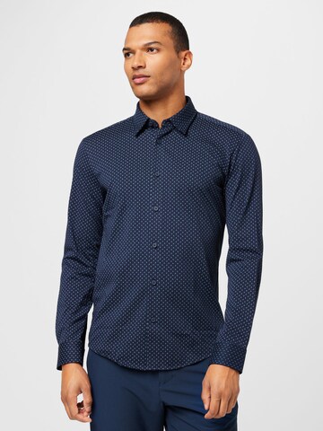 BOSSSlim Fit Košulja 'ROAN' - plava boja: prednji dio