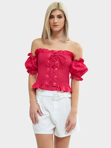 Influencer Blouse in Roze: voorkant