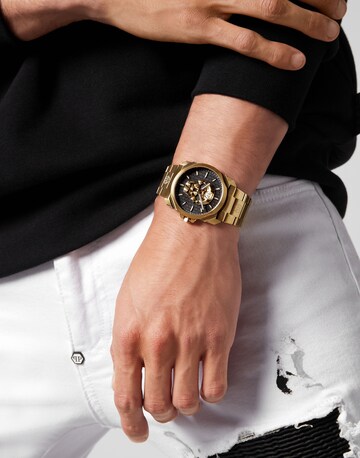 Montre à affichage analogique ' THE $KULL KING ' Philipp Plein en or : devant