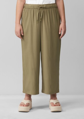 QS Wide leg Broek in Groen: voorkant