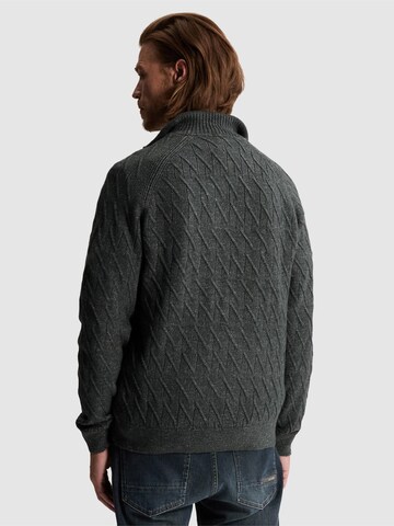 CAST IRON Tröja 'Pullover with half-zip and allover texture' i grå