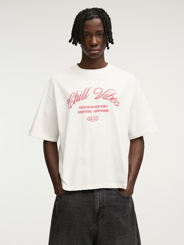 T-Shirt 'STWD VOLUMEN  CHILL VIBES' Pull&Bear en blanc : devant