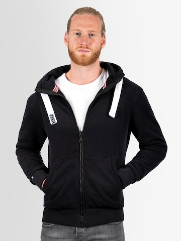 Alessandro Salvarini Zip-Up Hoodie 'Vinzent' in Black: front