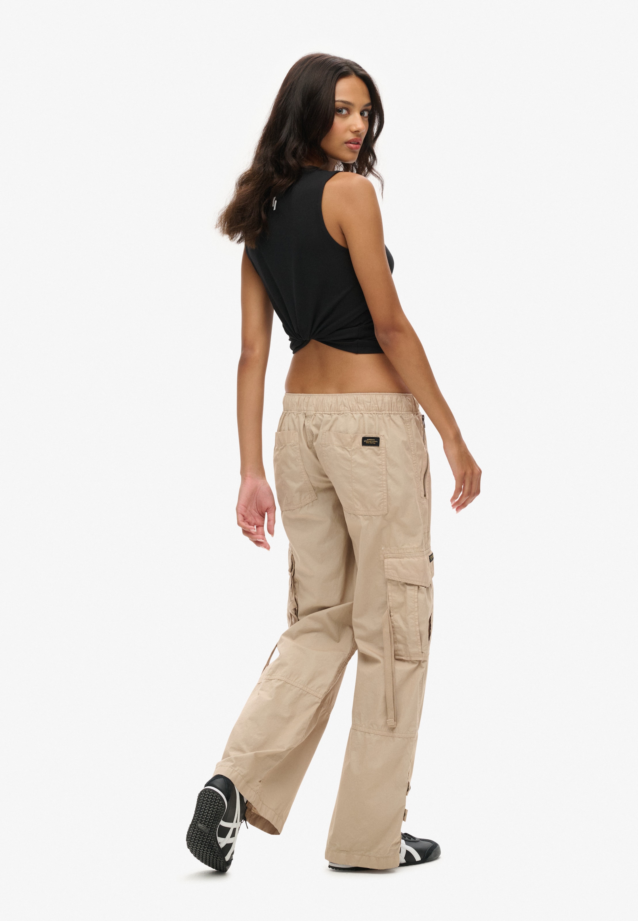 Superdry & Co Wide leg Cargo Pants in Beige