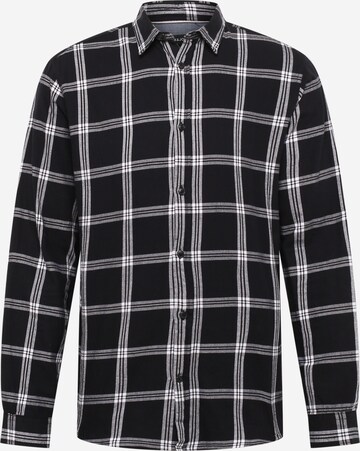 JACK & JONES Slim fit Button Up Shirt 'GingIham' in Black: front
