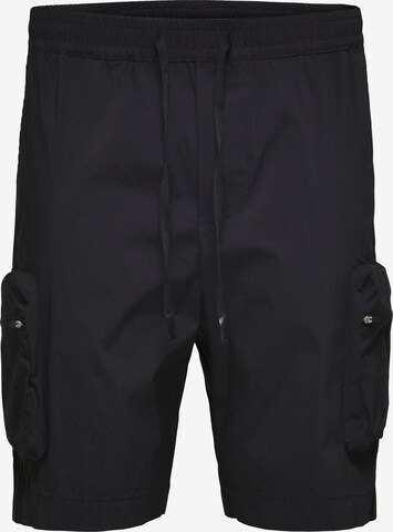 Pantalon cargo SELECTED HOMME en noir : devant