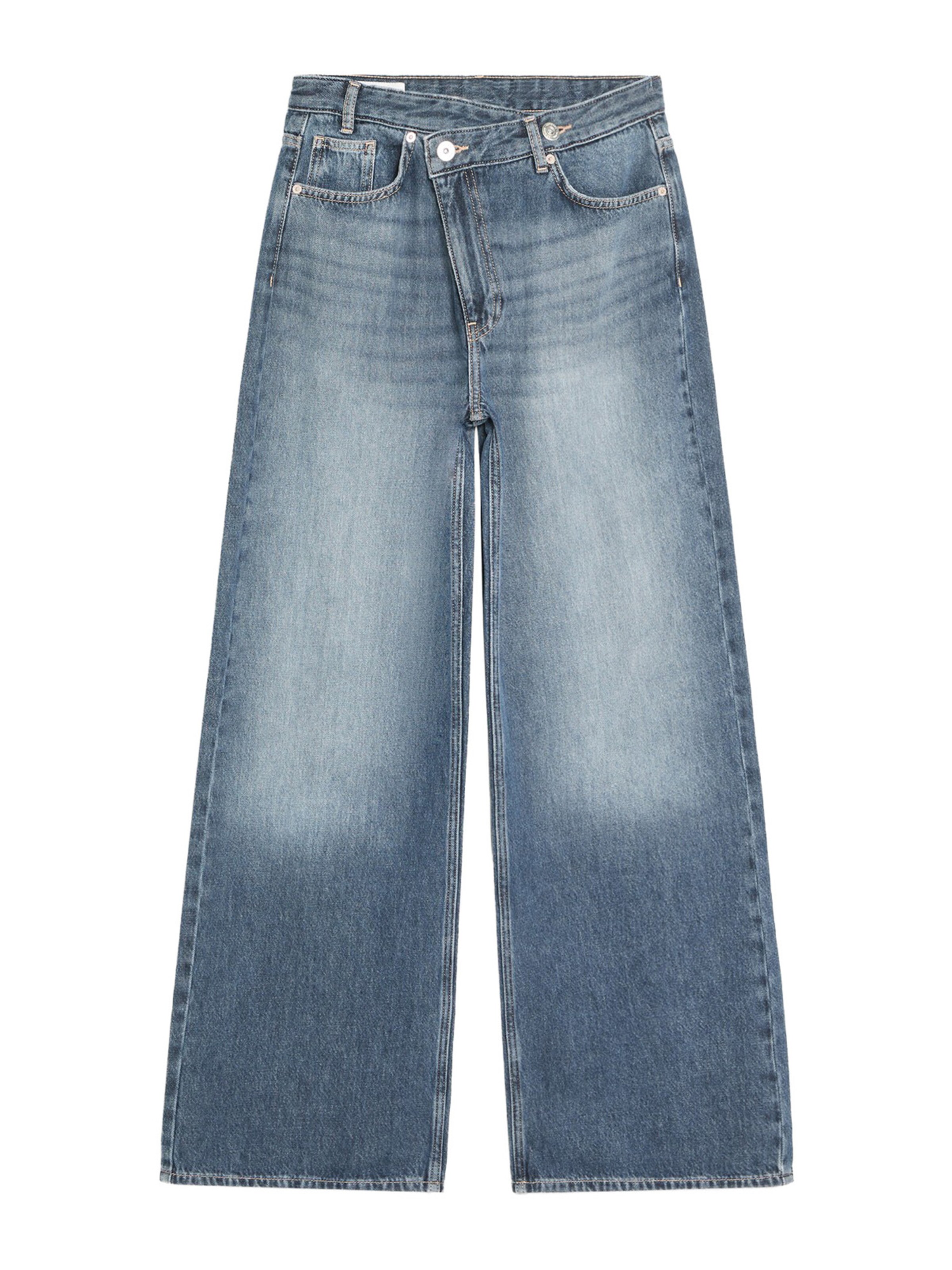 Bershka Wide leg Jeans in Blue: front