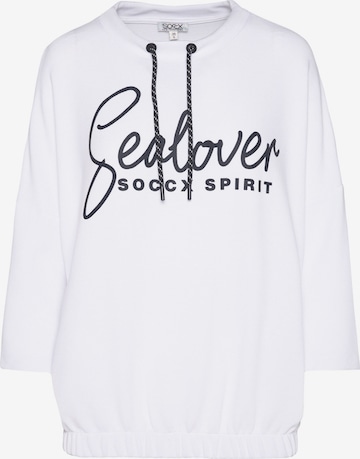 Soccx Sweatshirt mit verkürzten Ärmeln und Gummizugsaum in Weiß: Vorderseite